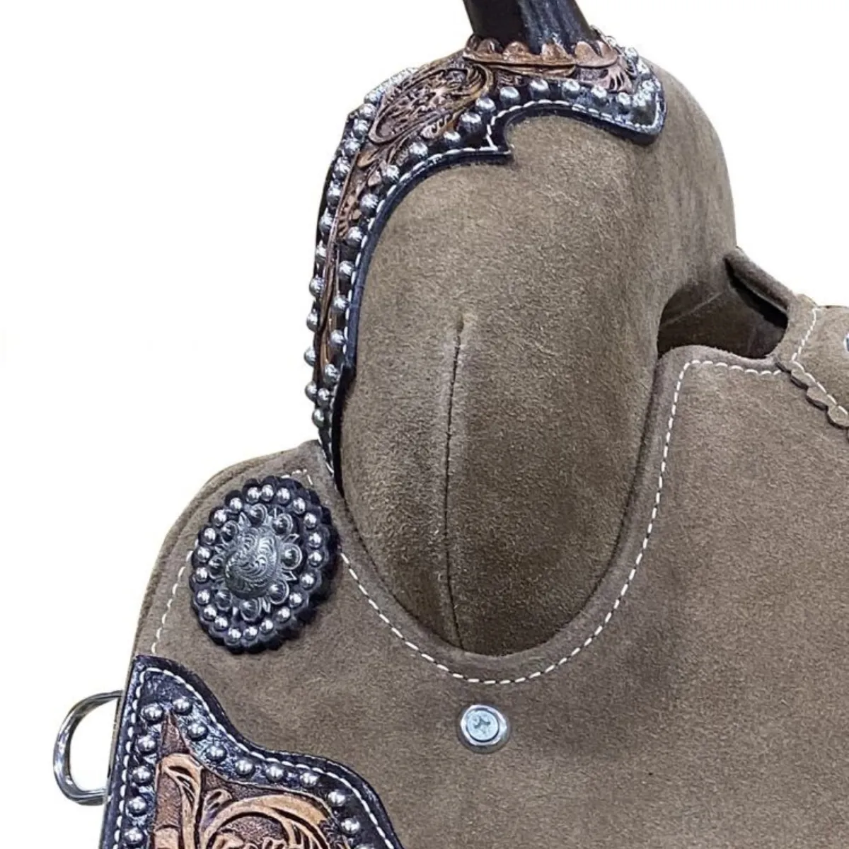 14", 15" DOUBLE T   ROUGH OUT BARREL STYLE SADDLE WITH SOUTHWEST SERAPE PRINTED INLAY