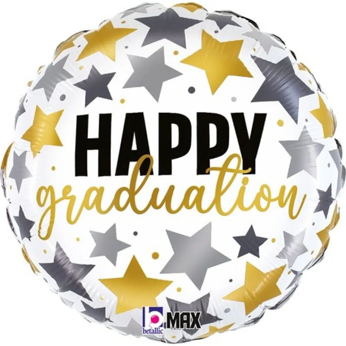 18" Betallic Happy Graduation Metallic Stars Foil Balloon