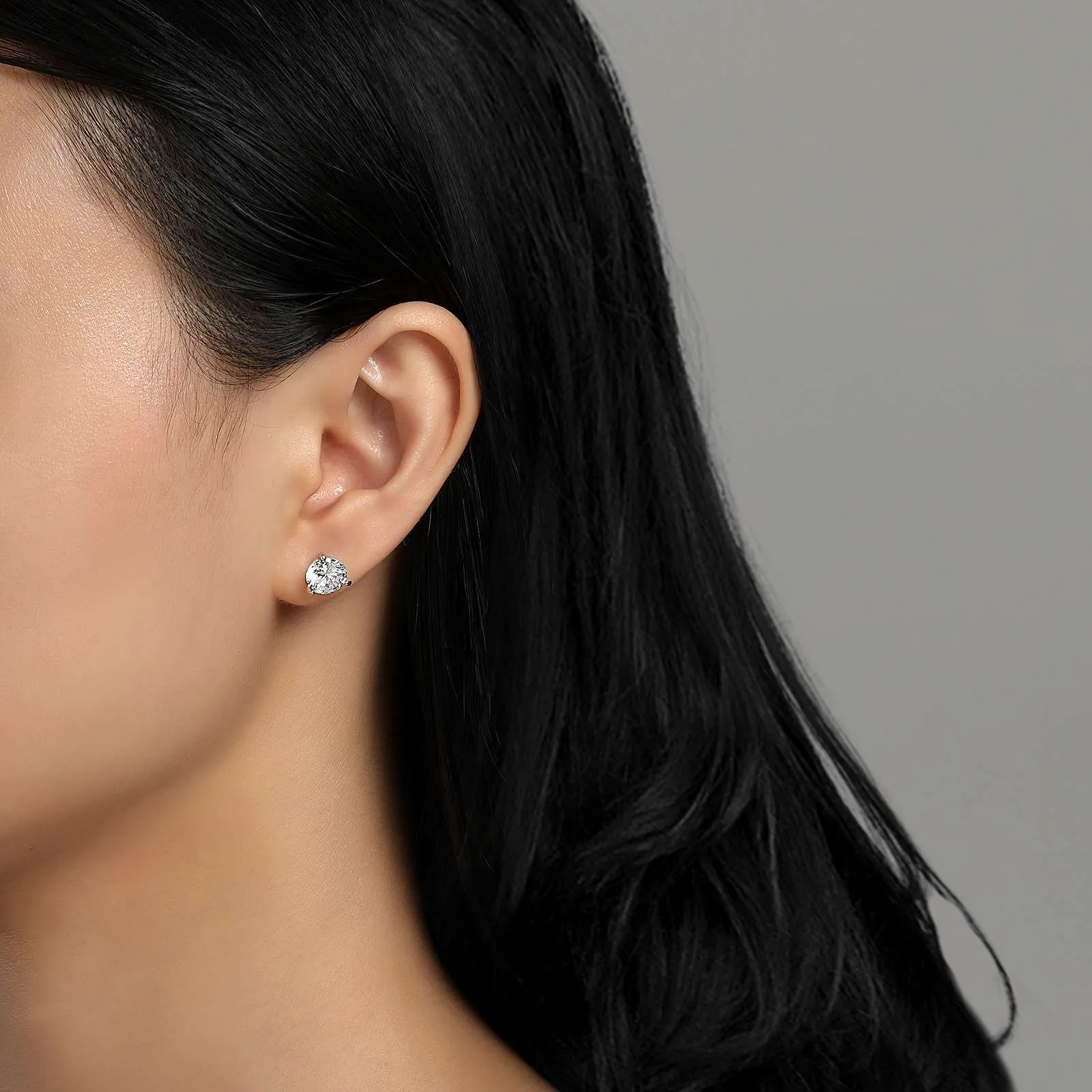 4 CTW 3 Prong Martini Stud Earrings