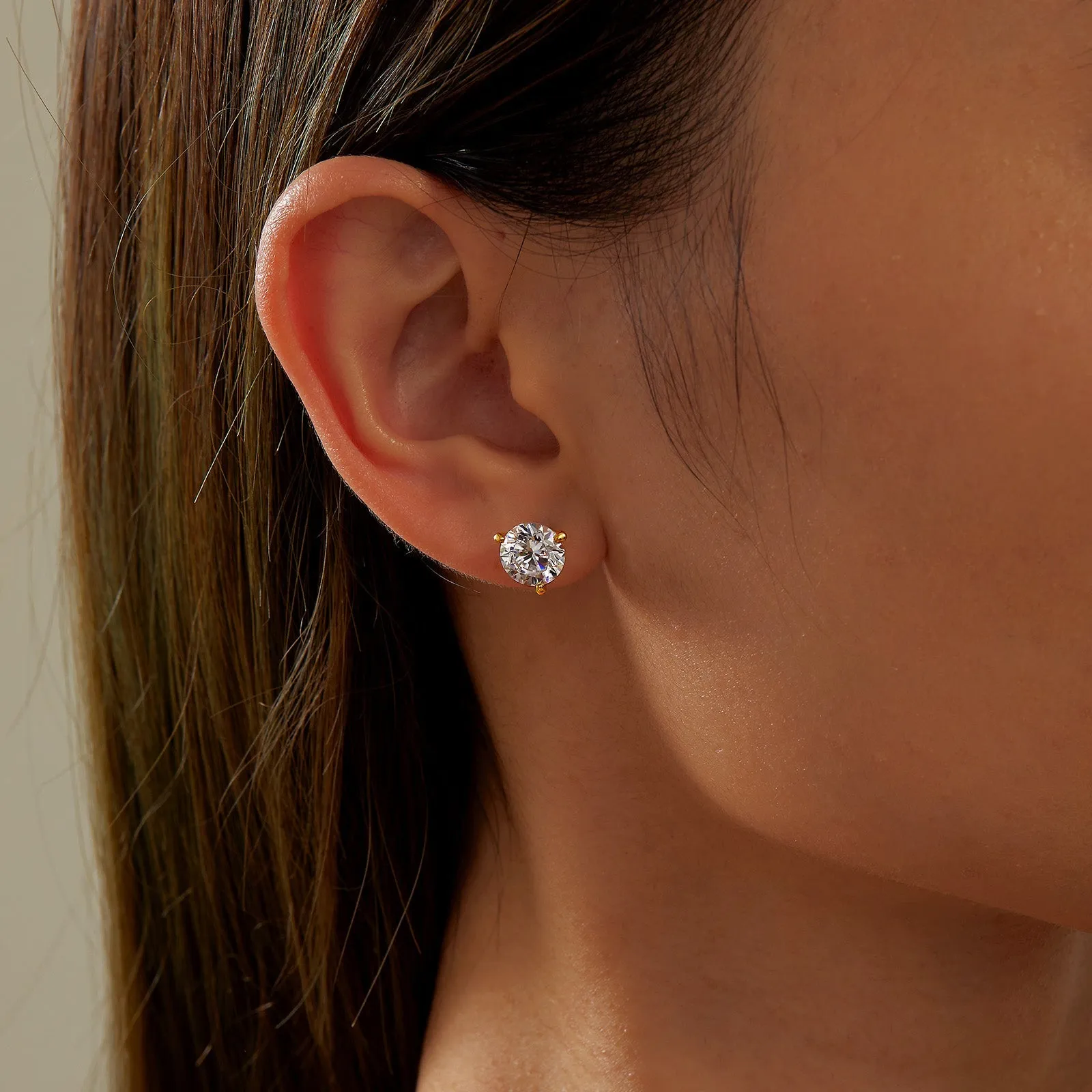 4 CTW 3 Prong Martini Stud Earrings