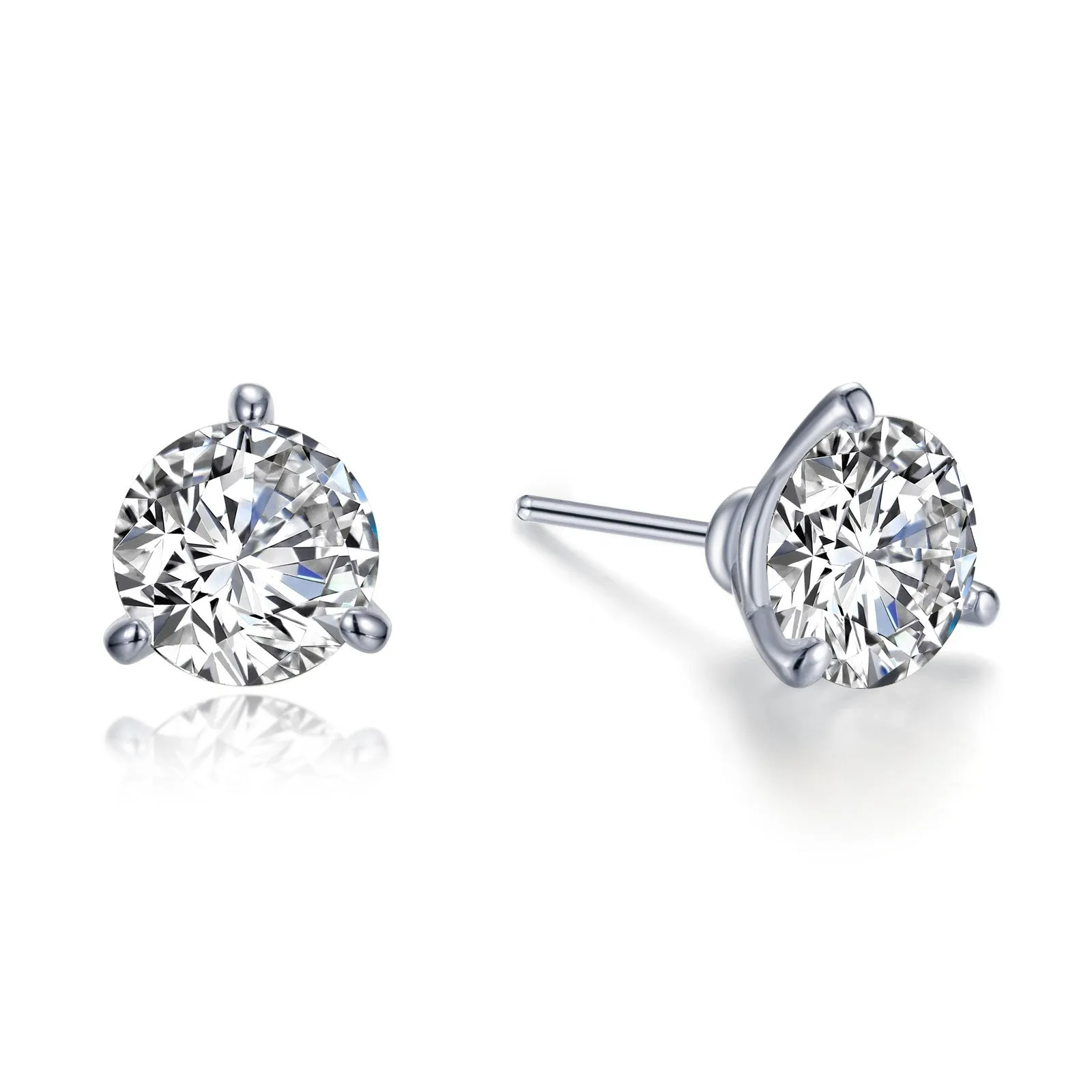 4 CTW 3 Prong Martini Stud Earrings