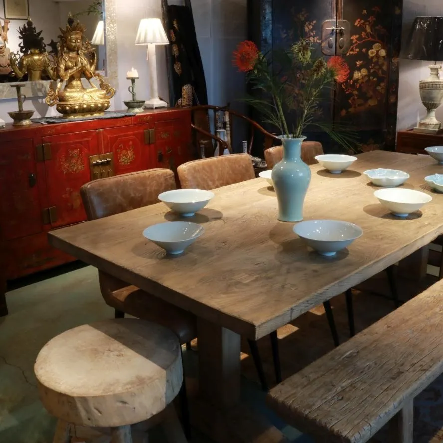 8 - 10 Seater Dining Table Made From Old Elm Door