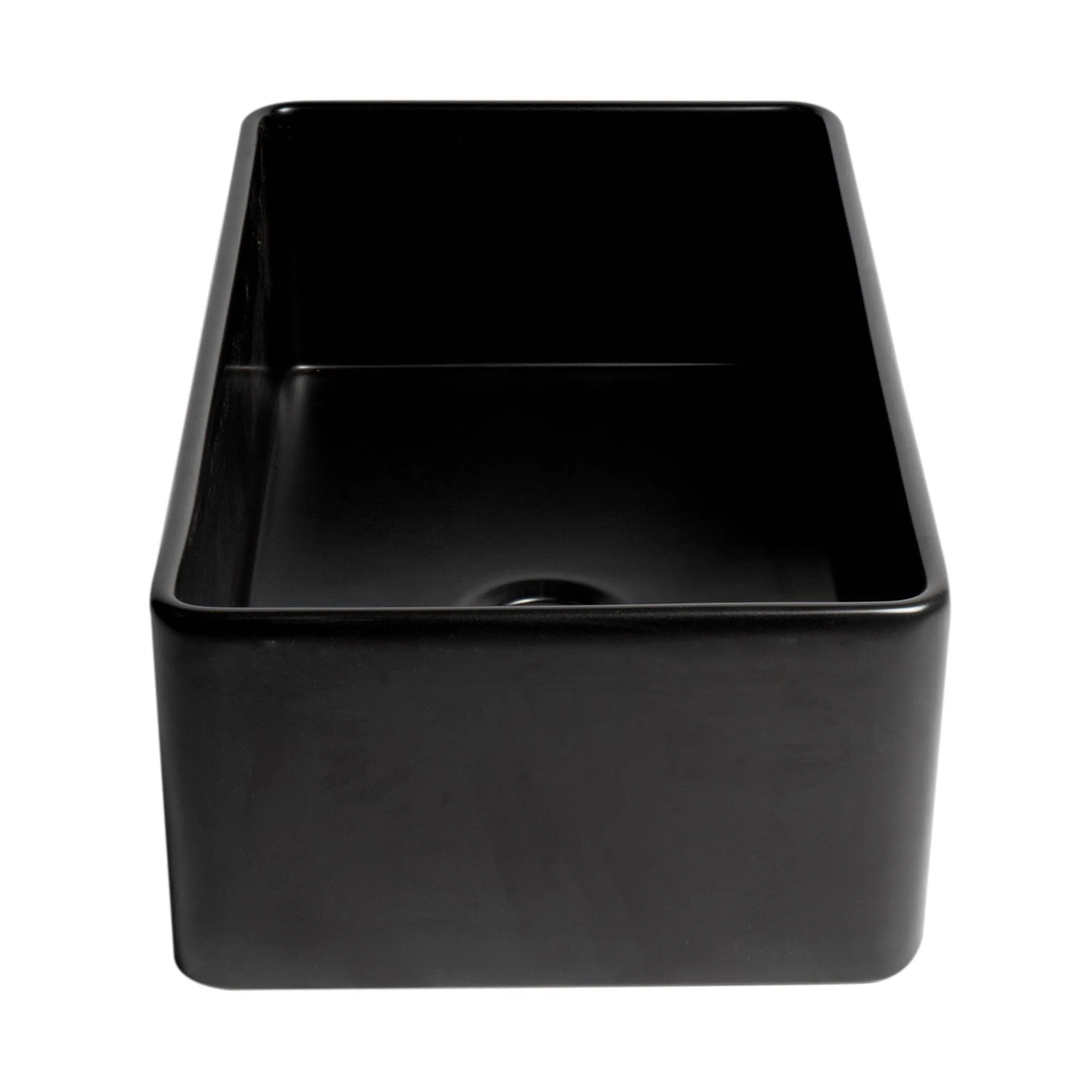 ALFI Brand ABF3318S-BM Black Matte Smooth Apron 33" x 18" Single Bowl Fireclay Farm Sink