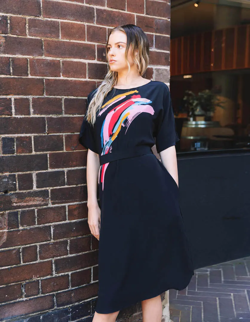 Annie Dress Electric Heart in Silk