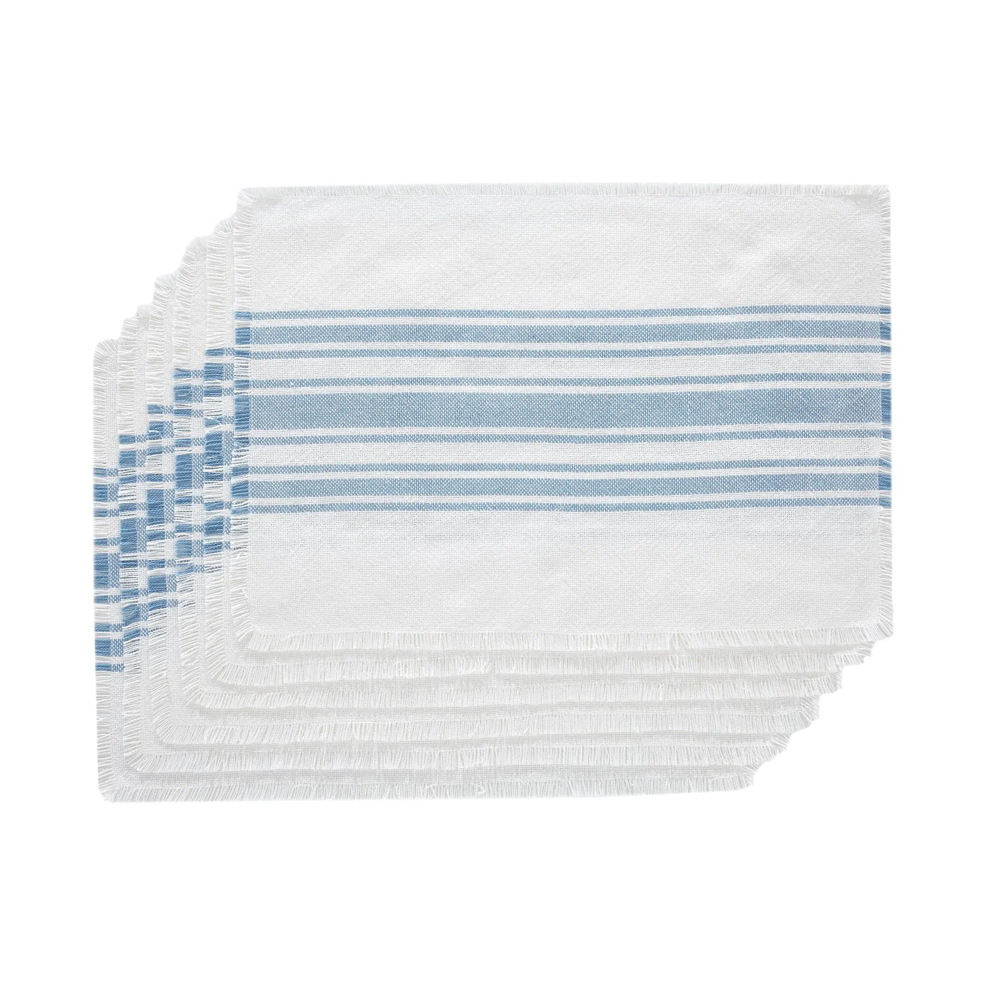 Antique White Stripe Blue Indoor/Outdoor Placemat - Set of 6