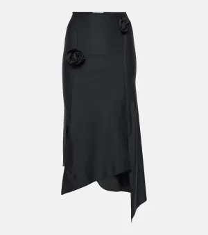 Asymmetrical midi skirt with floral applique Coperni, black