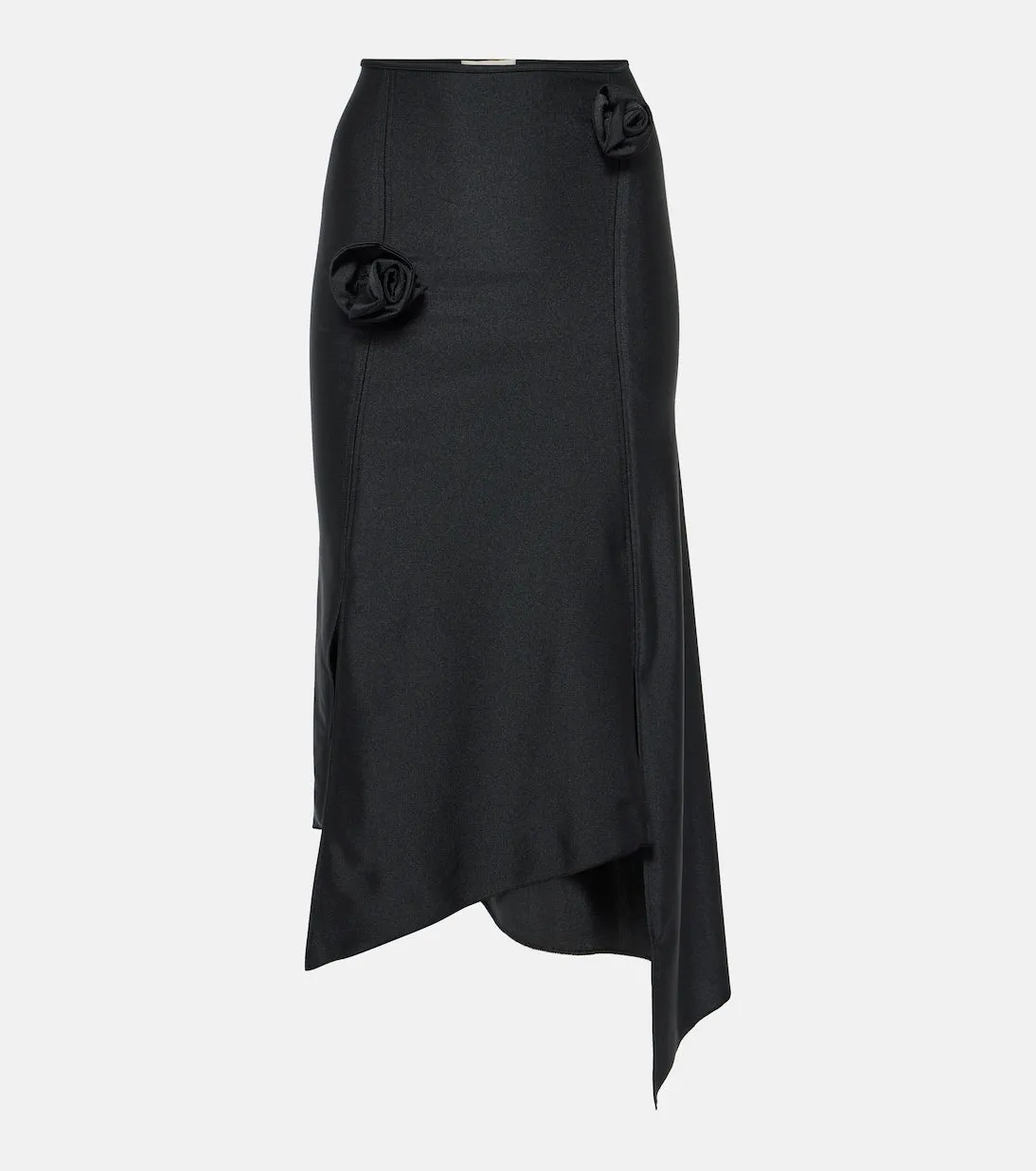 Asymmetrical midi skirt with floral applique Coperni, black