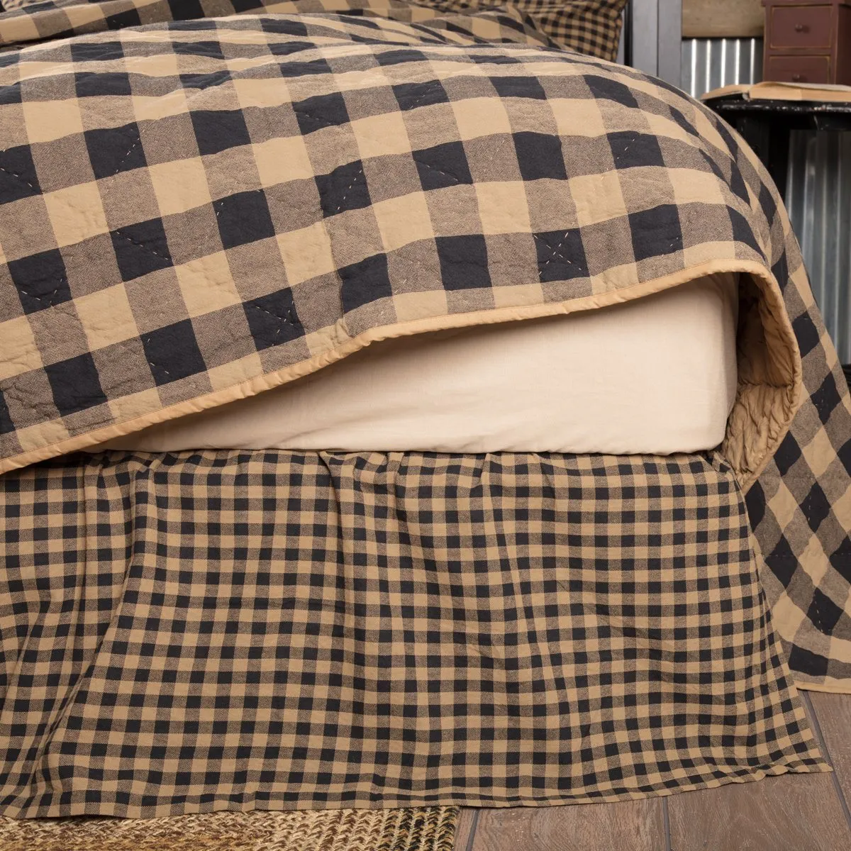 Black Check Bed Skirt