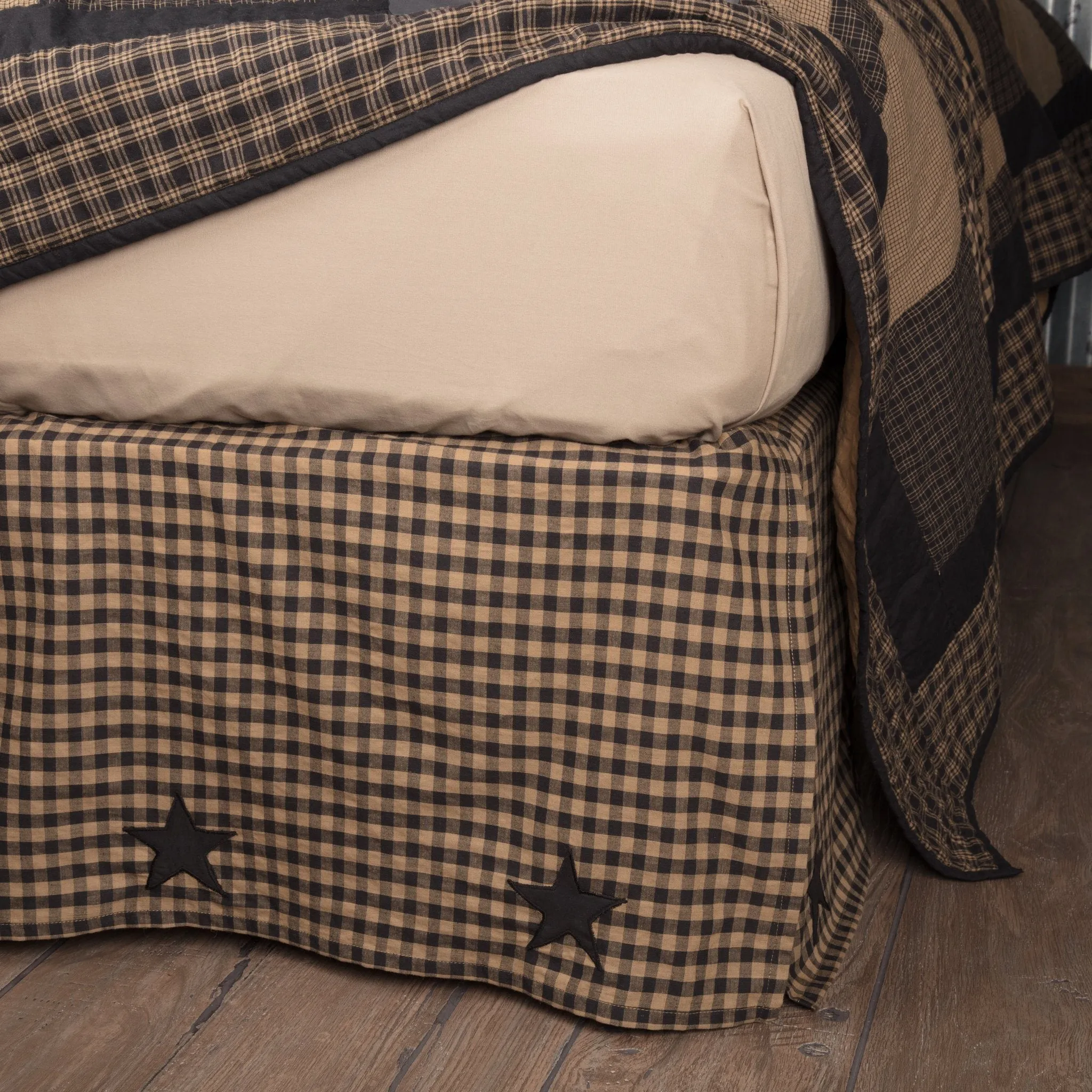 Black Check Star Bed Skirt
