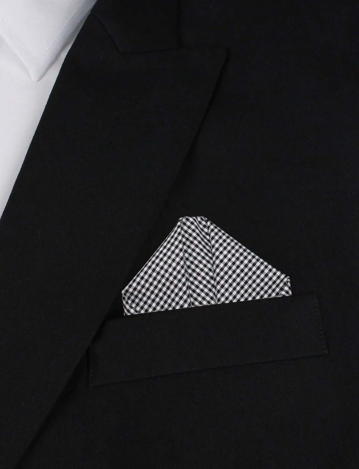 Black Gingham Cotton Pocket Square