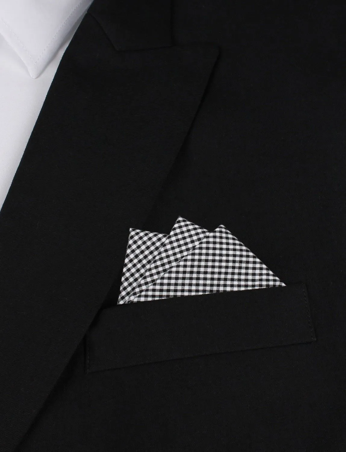 Black Gingham Cotton Pocket Square