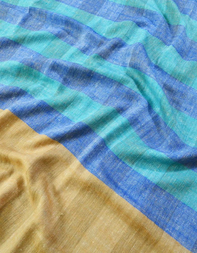 Brown and Blue Striped Pashmina Shawl 7224