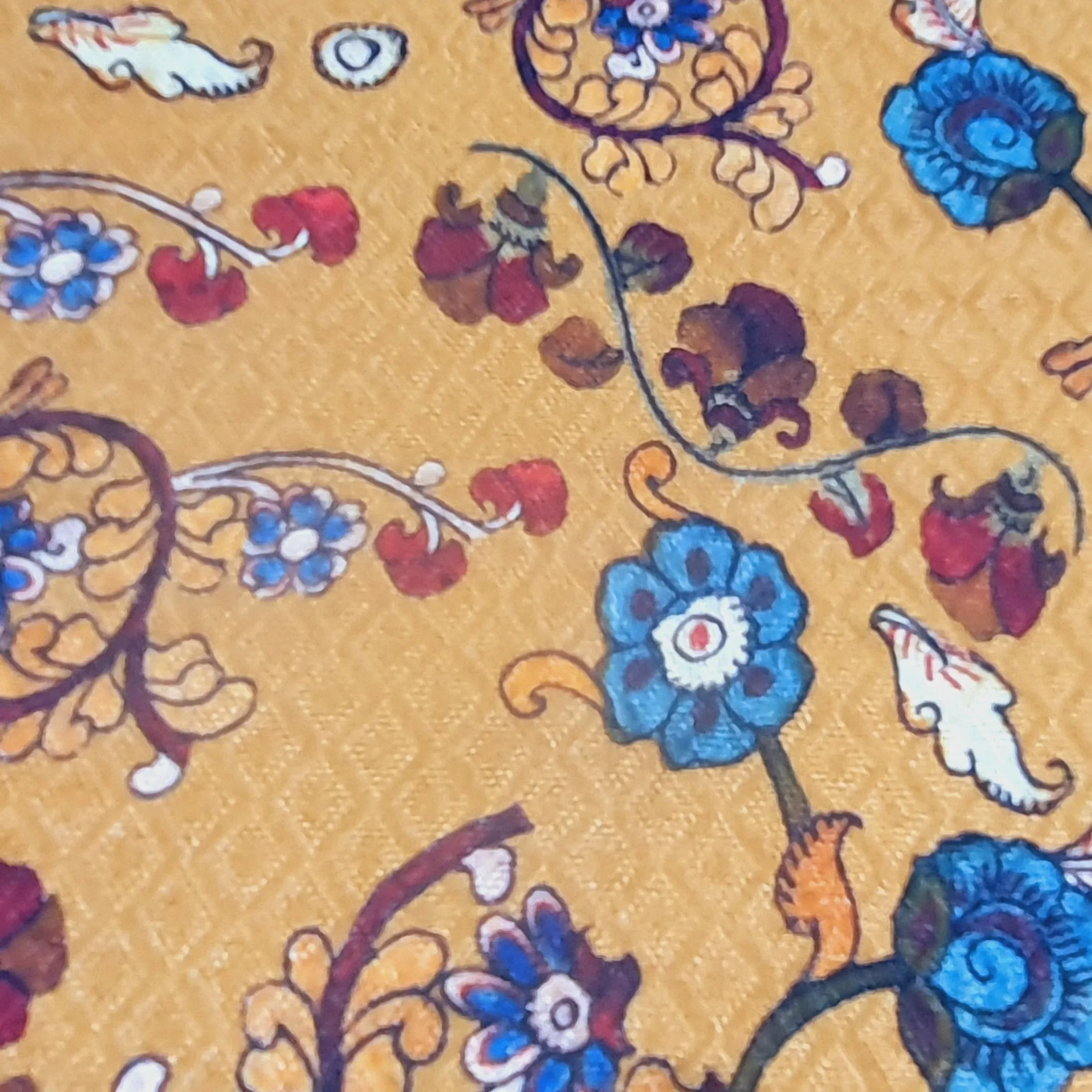 Brown Floral Madhubani Print Rayon Dobby Fabric
