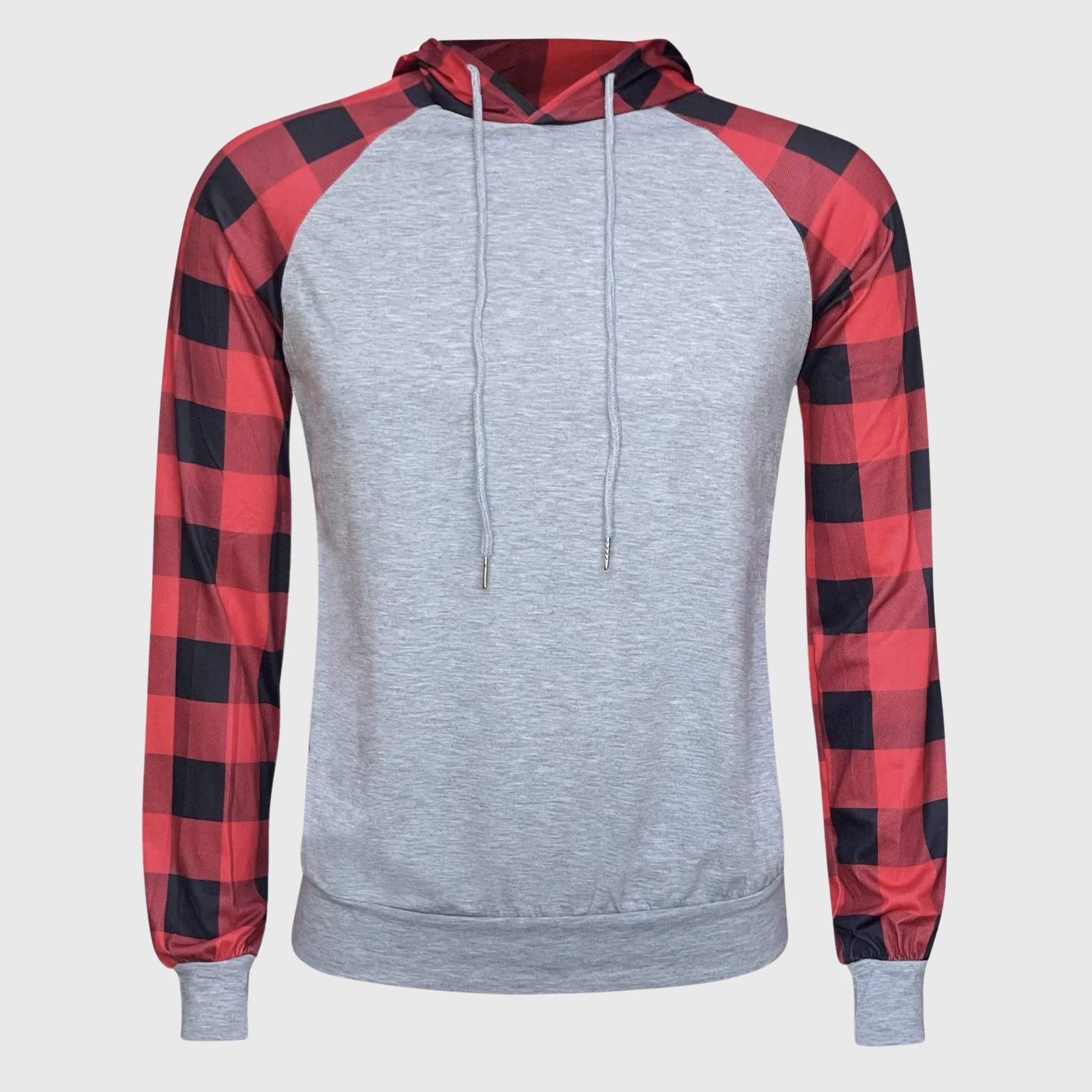 Buffalo Plaid Plain Raglan Hoodie