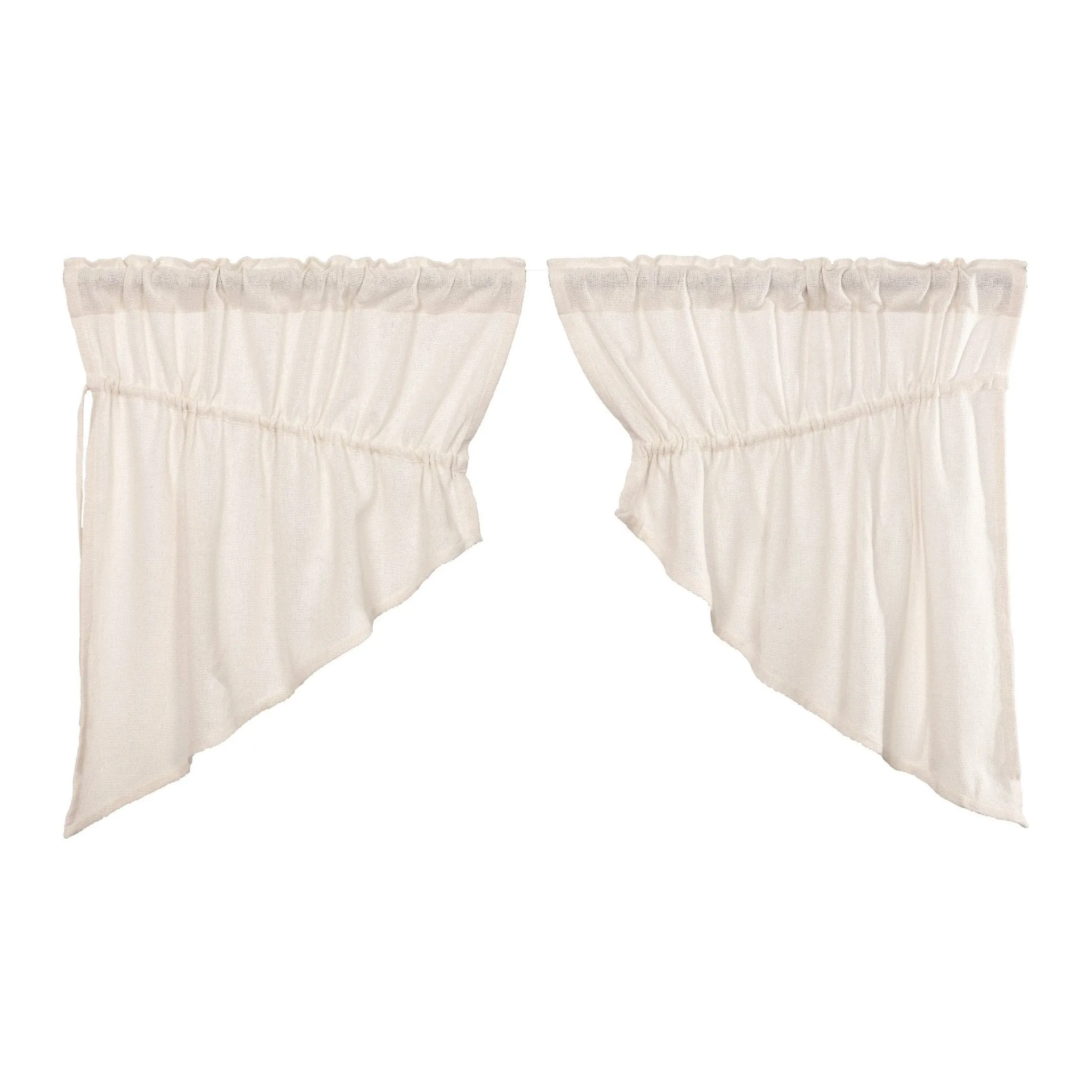 Burlap Antique White Prairie Swag Curtains