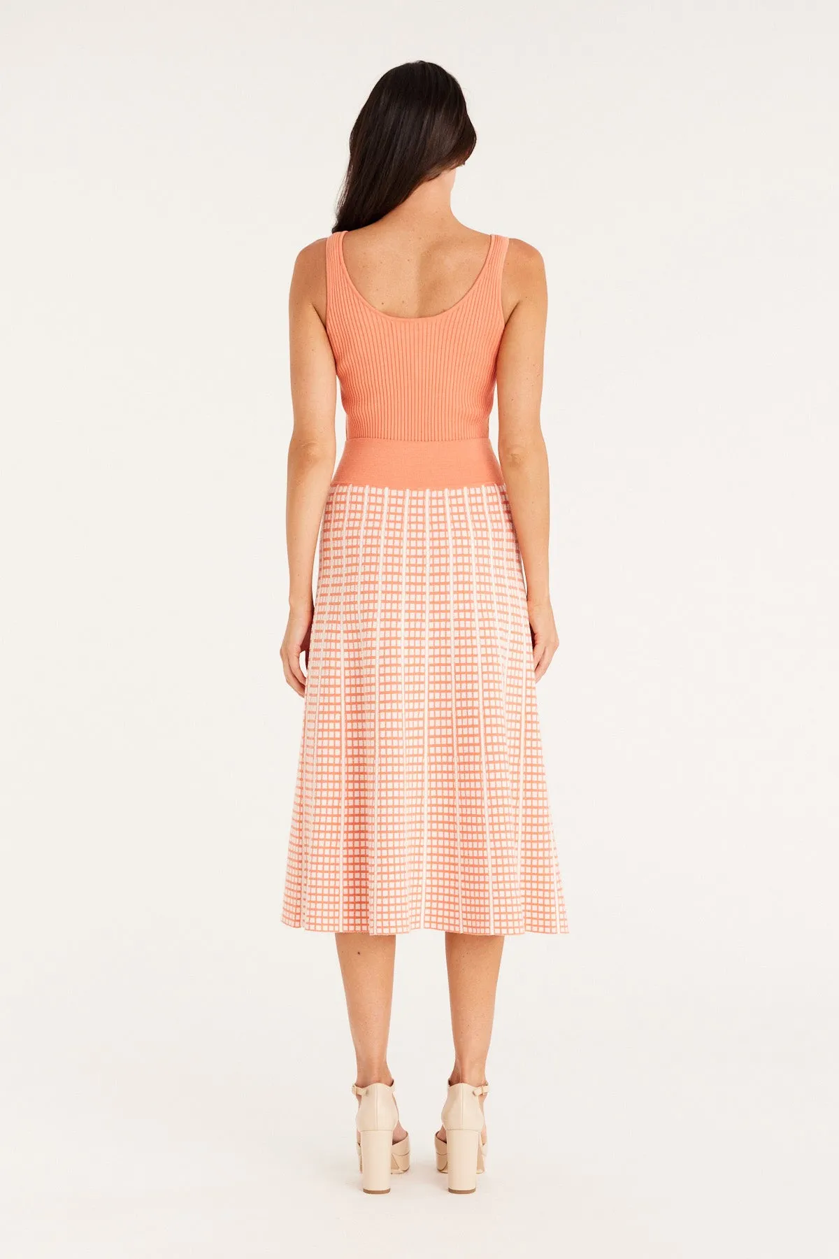 Check Knit Skirt - Apricot Marle