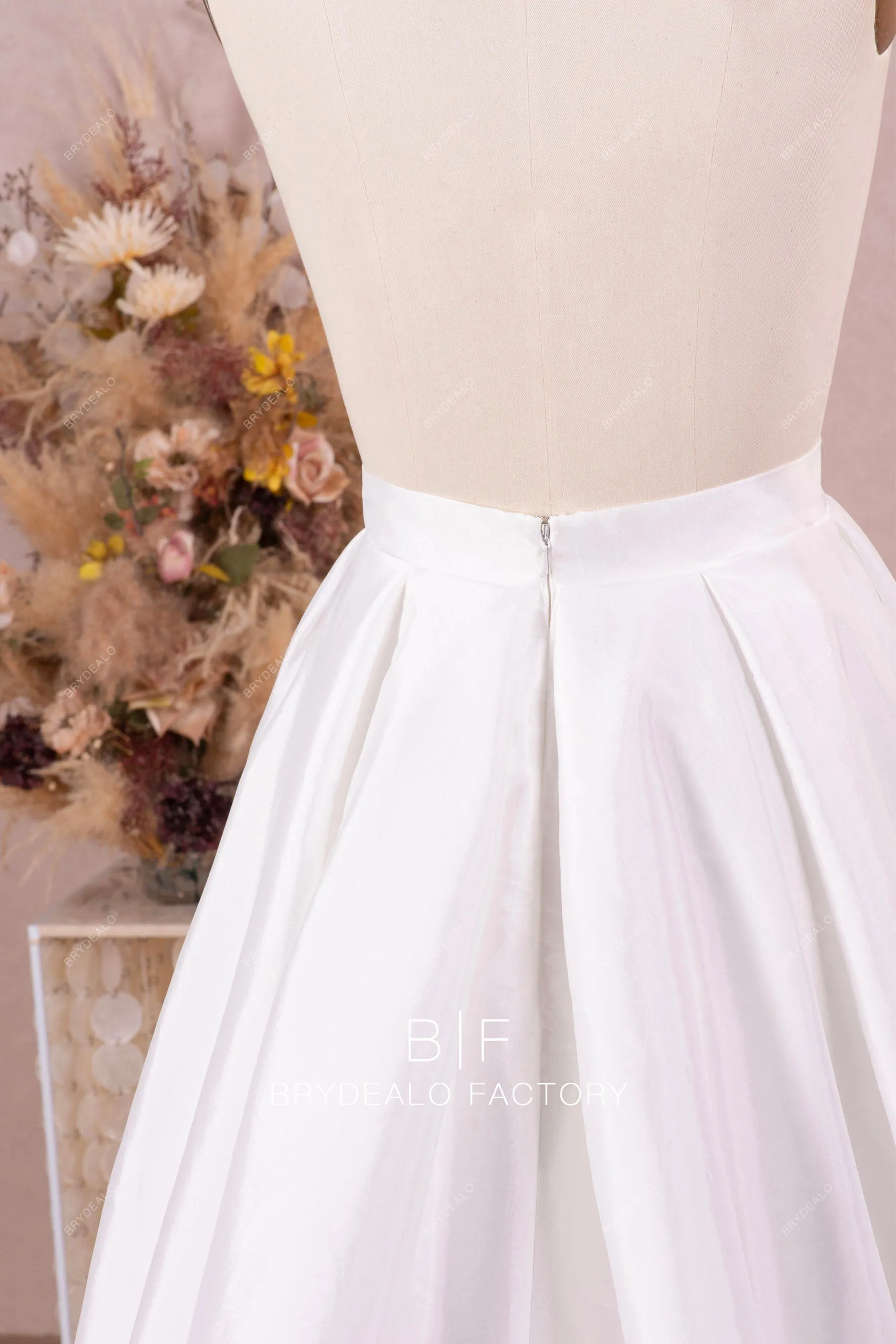 Classic Taffeta Long A-line Bridal Overskirt Wedding Separates