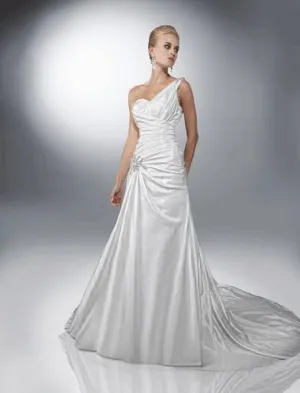 Da Vinci Bridal Gown 50095 White One Shoulder A-Line