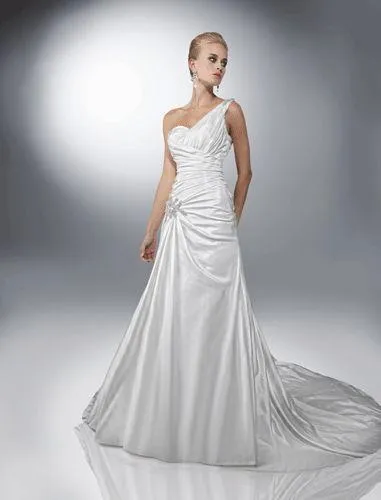 Da Vinci Bridal Gown 50095 White One Shoulder A-Line