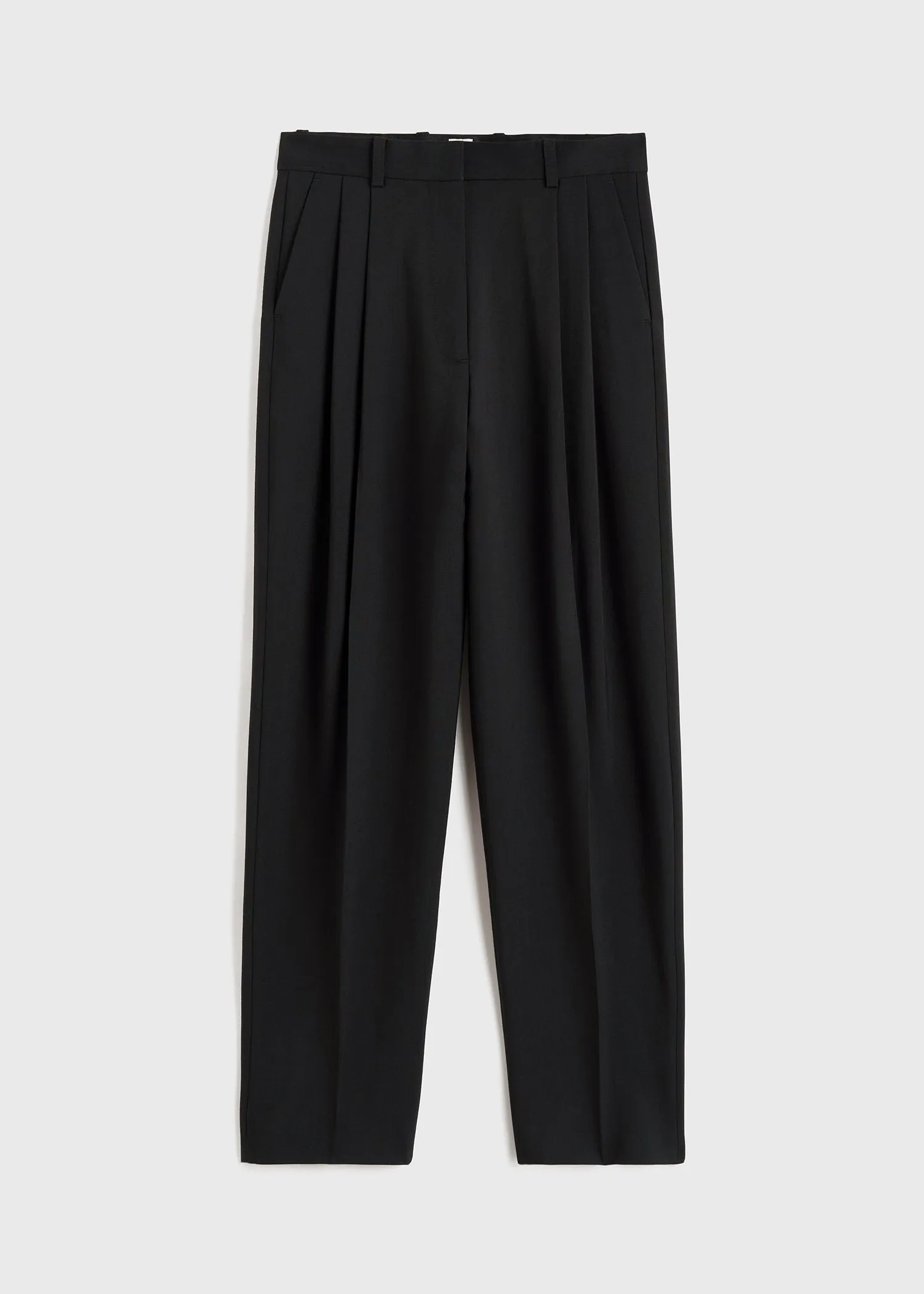 Double-pleated tailored trousers black