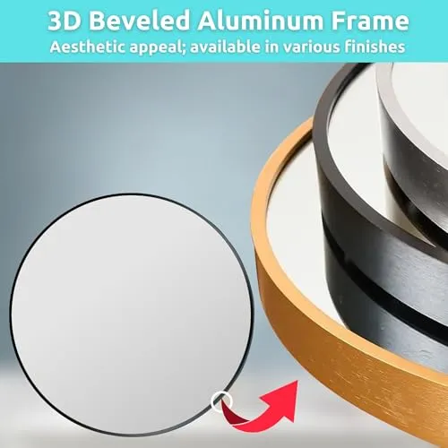 Fuao Premium HD Mirror for Walls - Bathroom, Living Room, Foyer | Mirror with 100% Silver Coating and 3D Beveled, Anodized Aluminium Frame | Corrosion and Tarnish Free