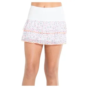 Girl's Blossom Mesh Tennis Skort White
