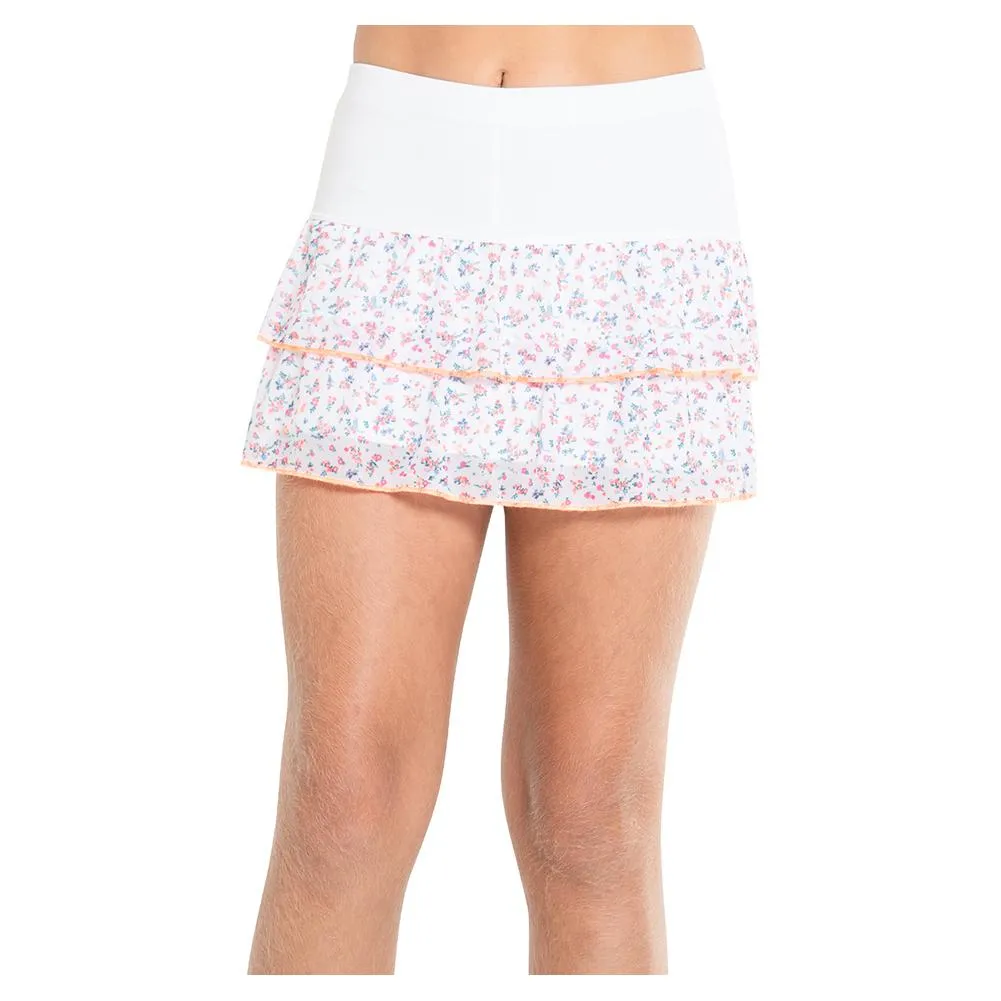 Girl's Blossom Mesh Tennis Skort White
