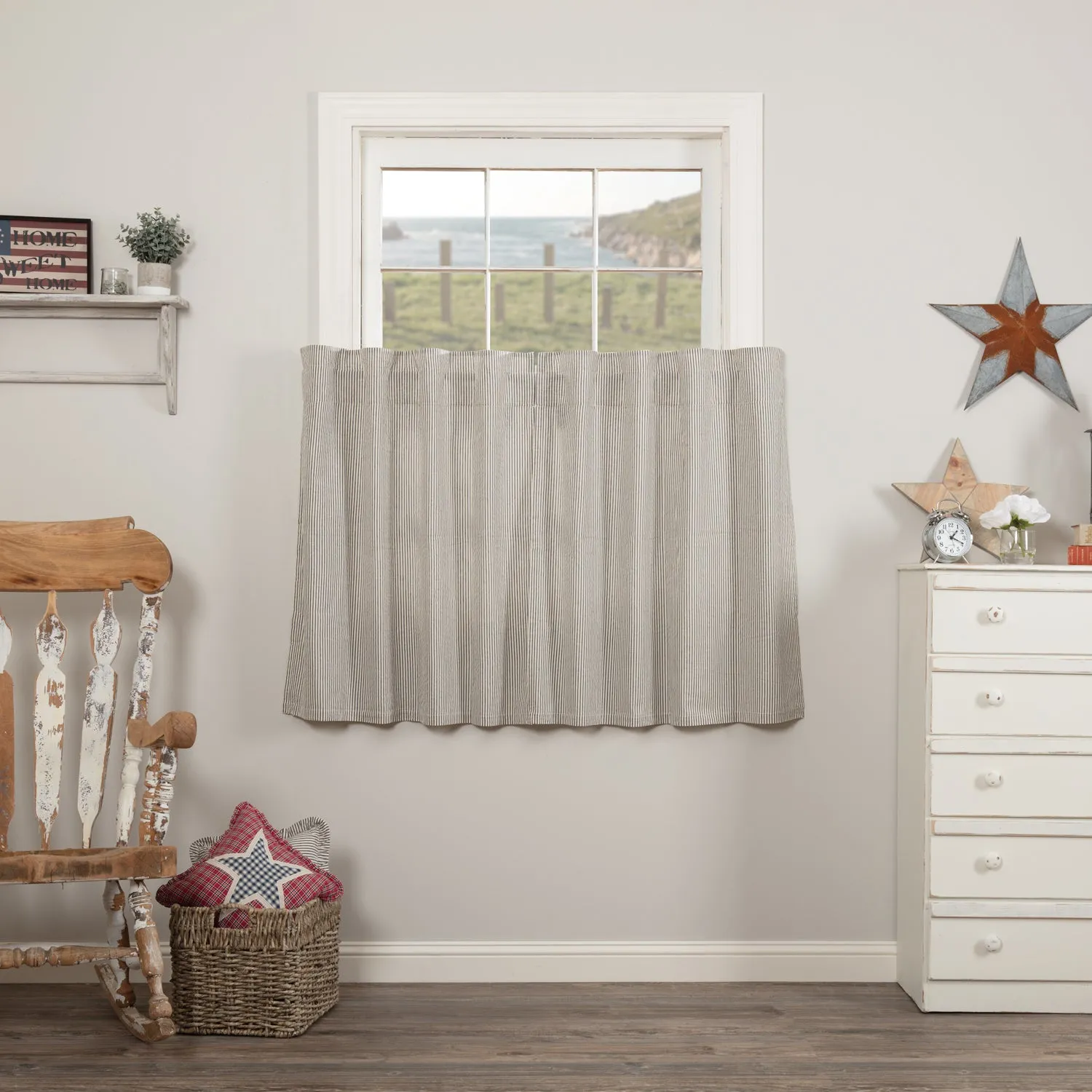 Hatteras Seersucker Blue Ticking Stripe Tier Set of 2
