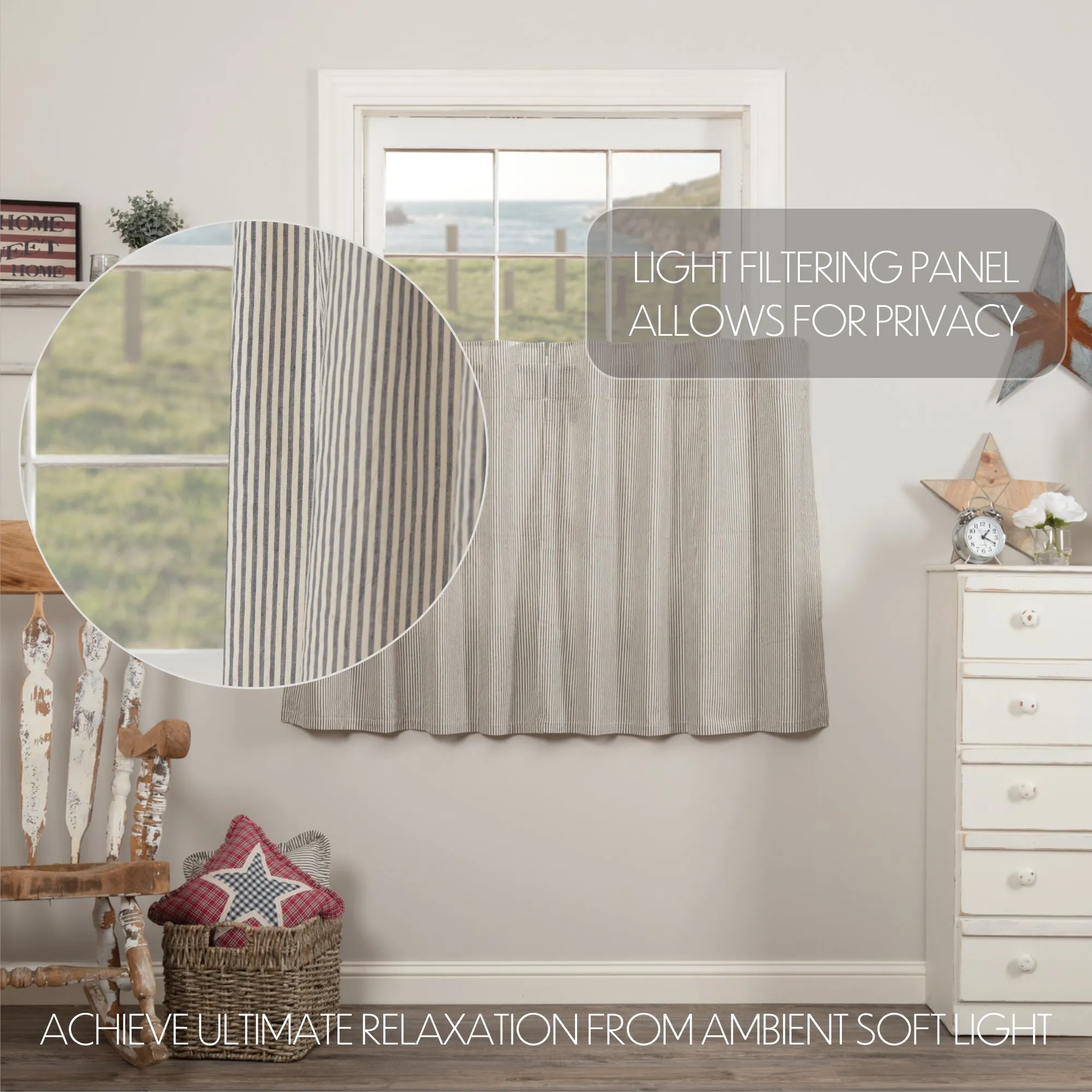 Hatteras Seersucker Blue Ticking Stripe Tier Set of 2