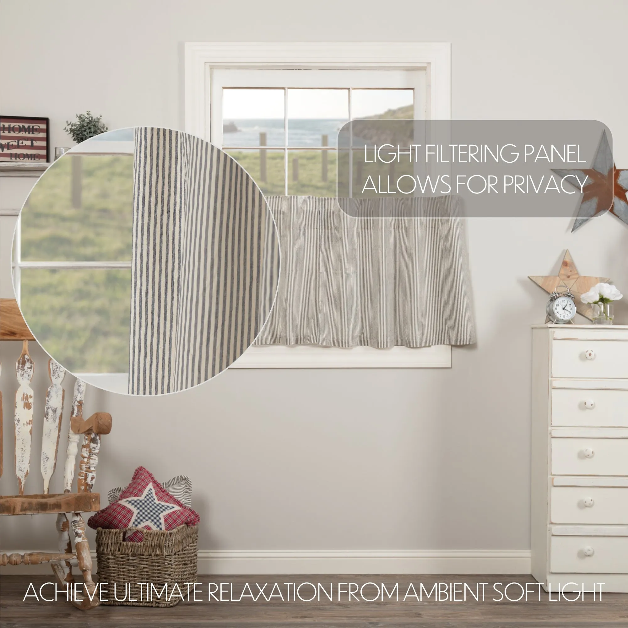 Hatteras Seersucker Blue Ticking Stripe Tier Set of 2