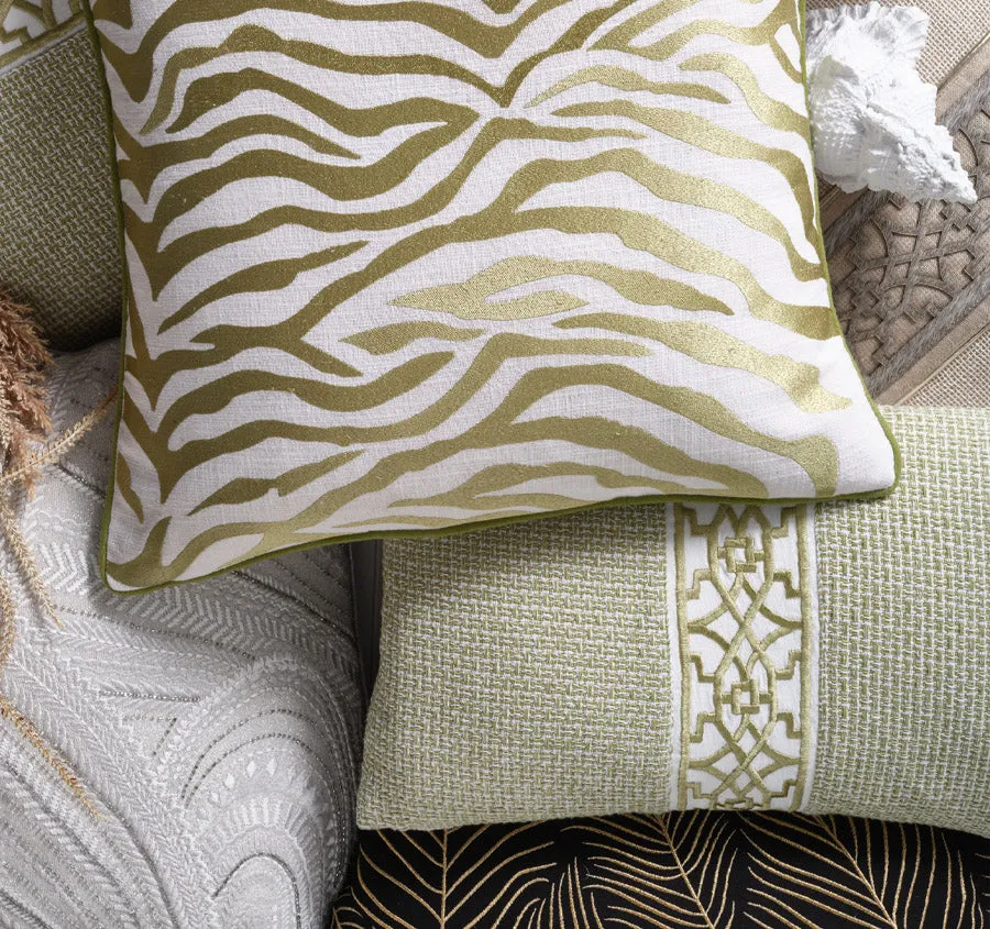 Jacquard Tile 30x50cm Filled Cushion Sage