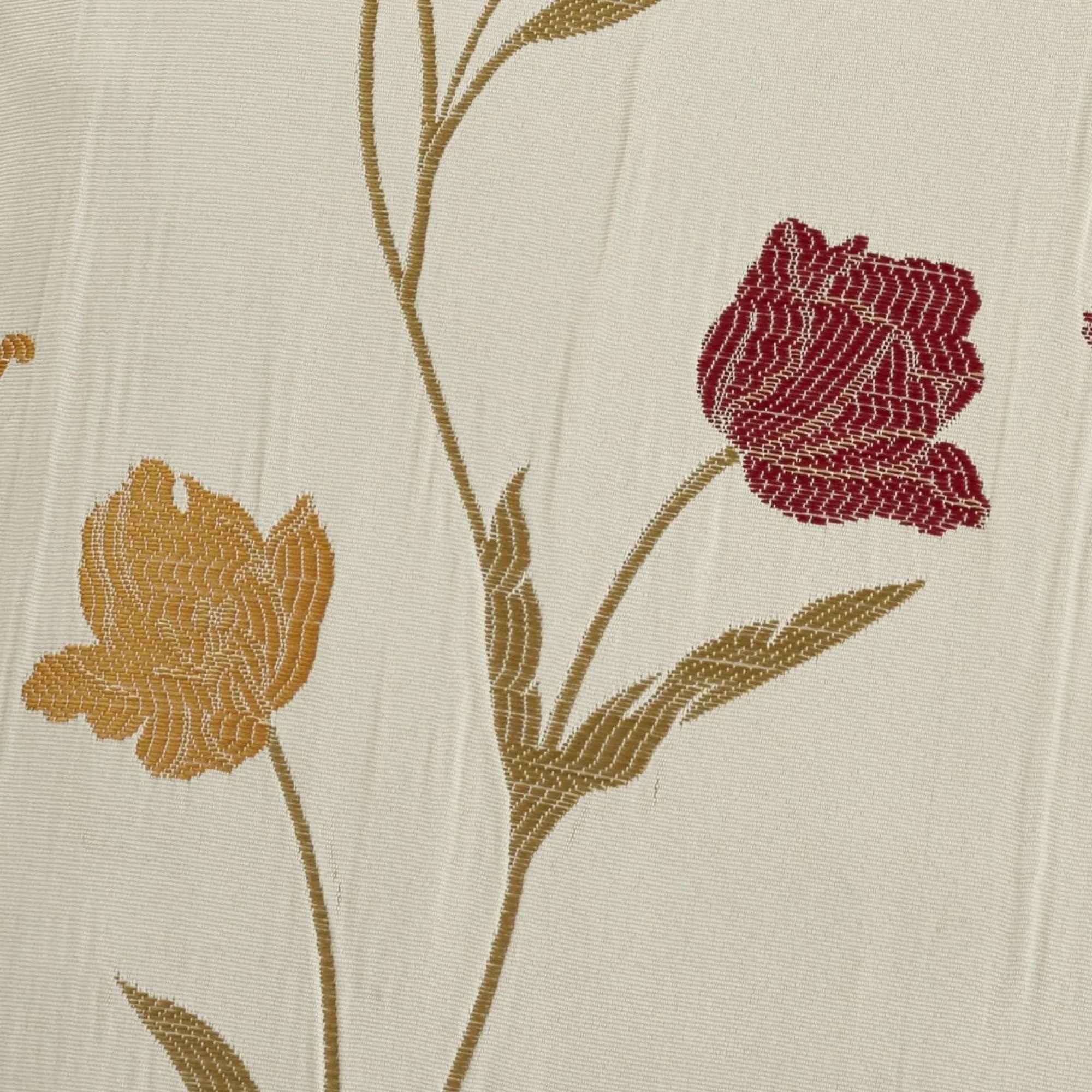 Juliette Pair of Pencil Pleat Curtains by Curtina in Natural & Red