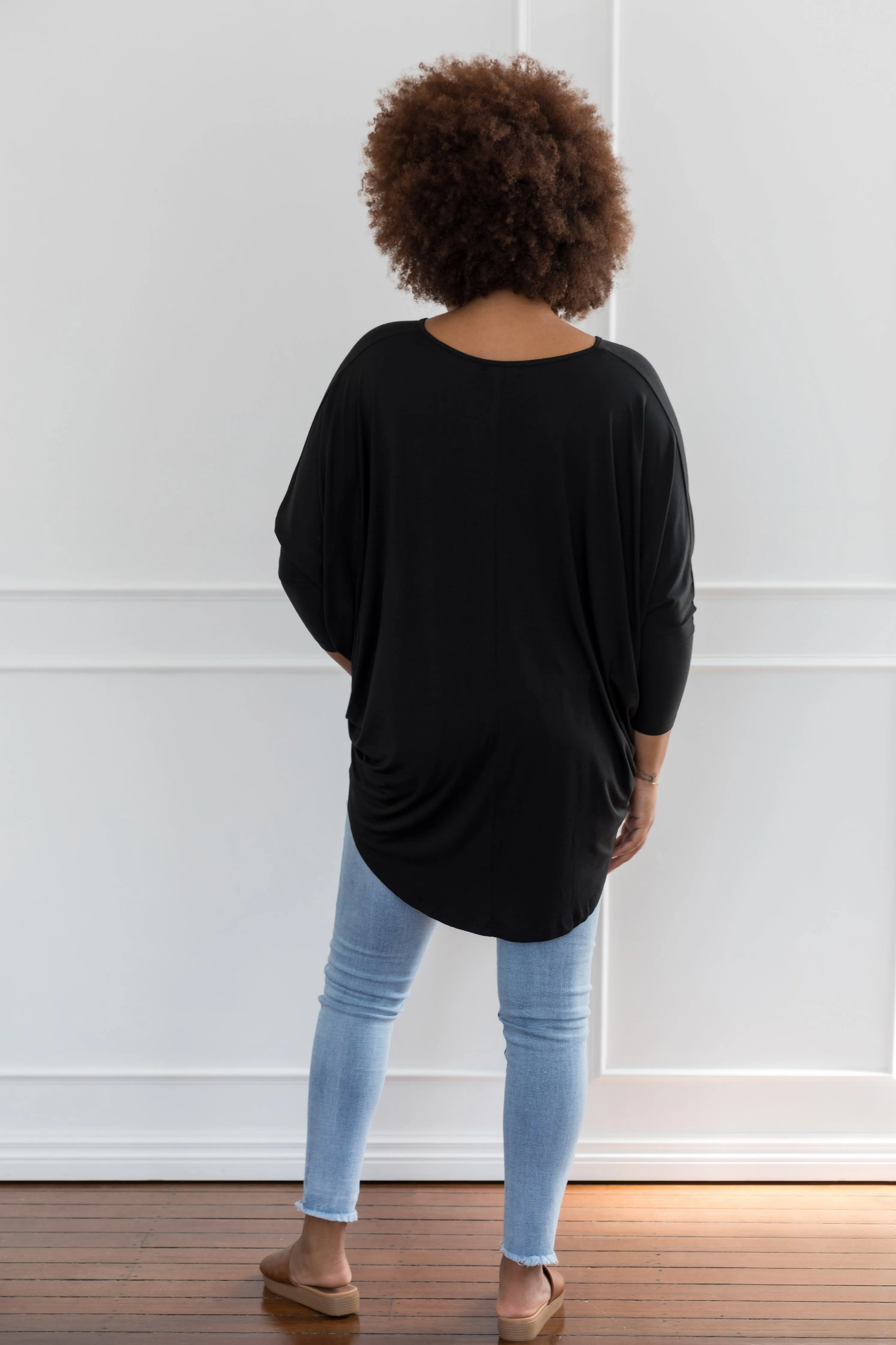 Long Sleeve Hi Low Miracle Top | Black