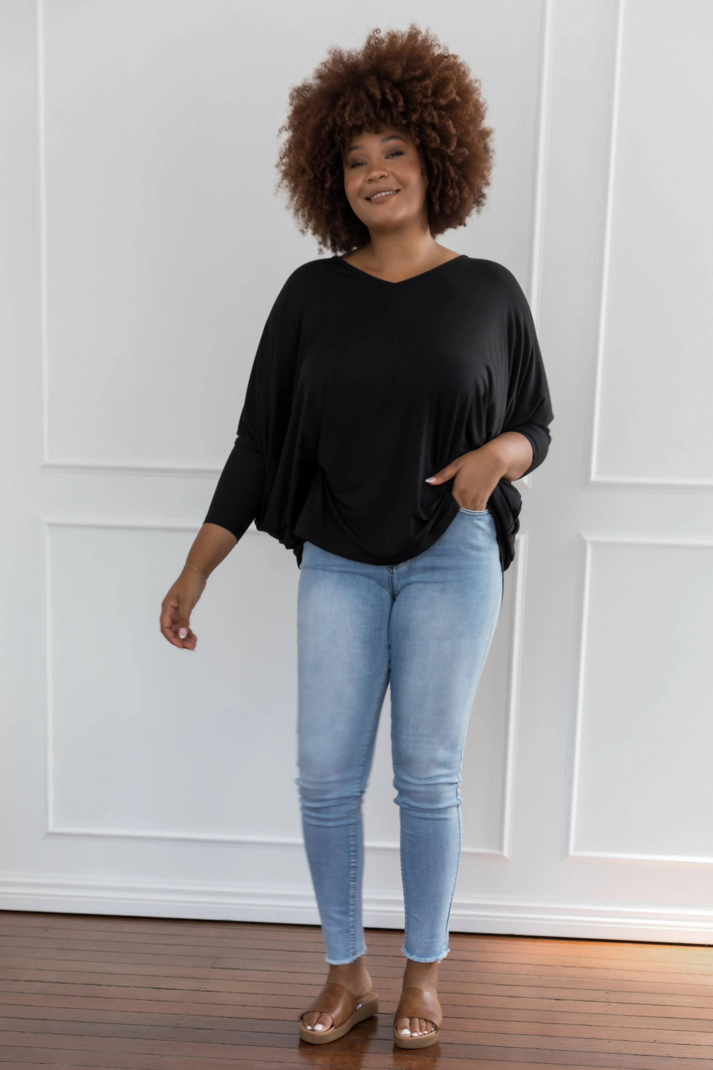 Long Sleeve Hi Low Miracle Top | Black