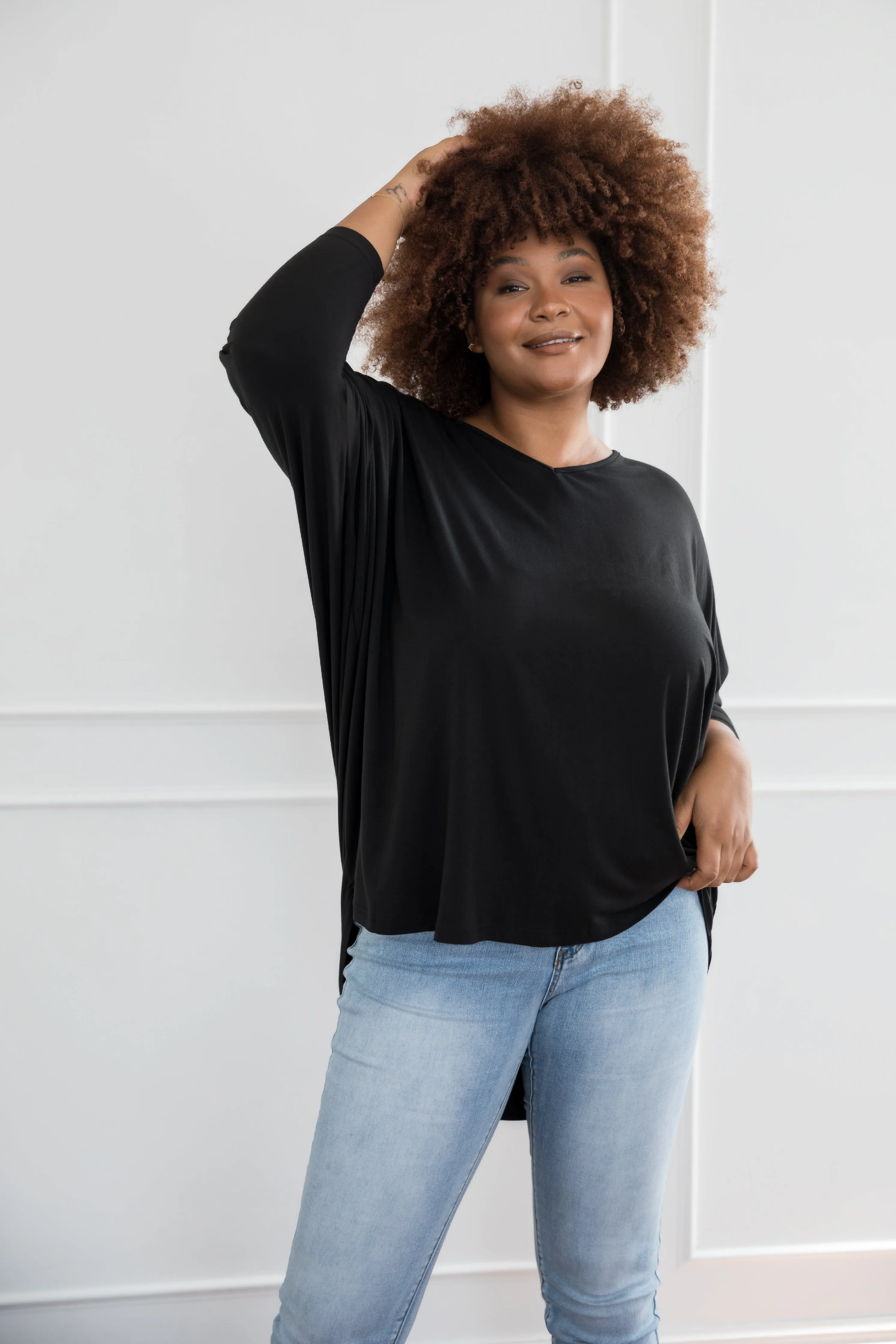 Long Sleeve Hi Low Miracle Top | Black