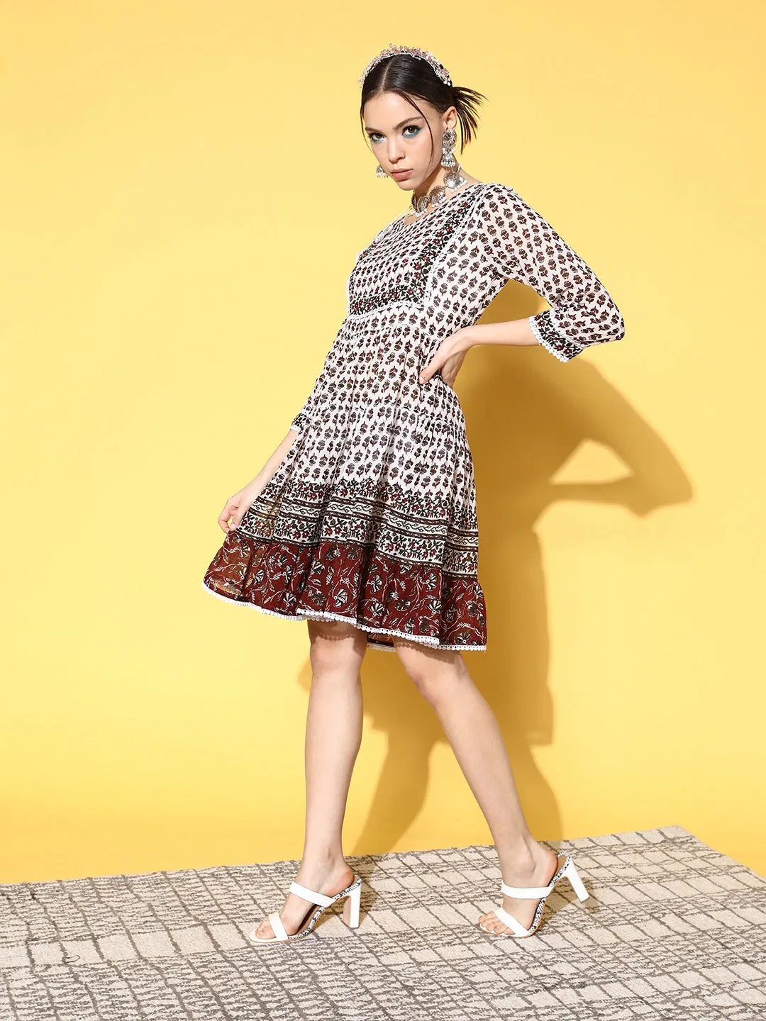 Maroon A-Line Dress