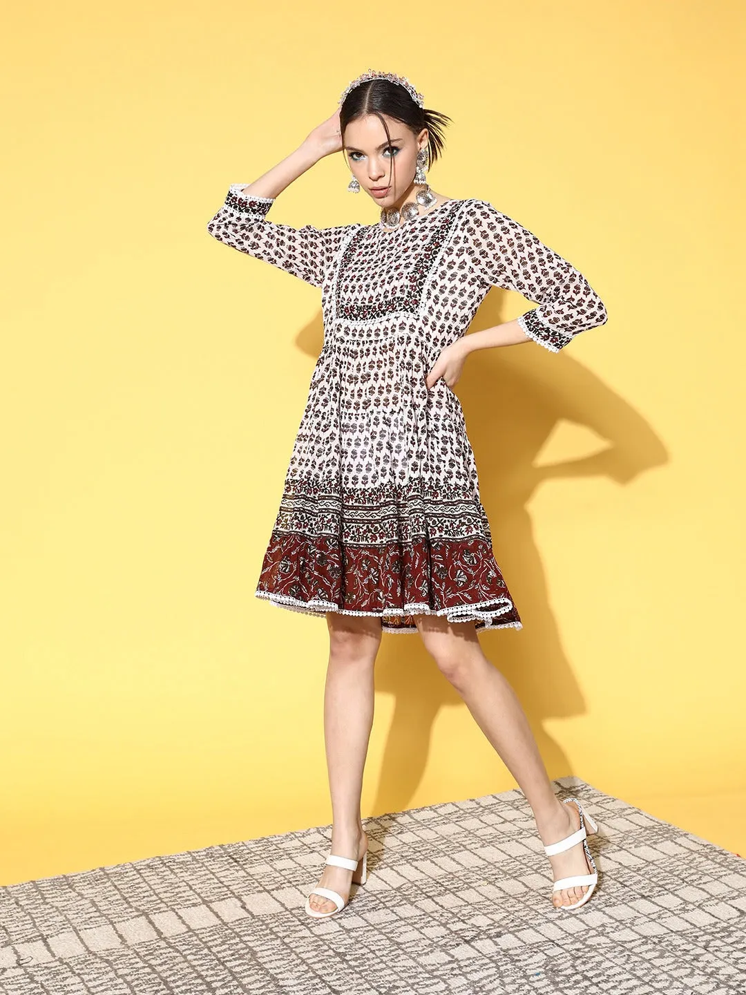 Maroon A-Line Dress