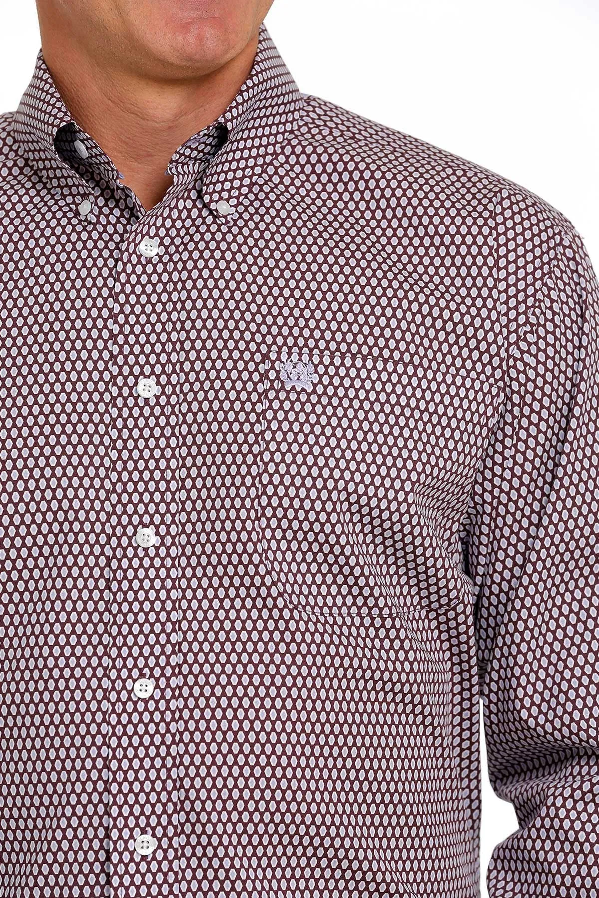 Men's Cinch Geometric Button Down Purple Western Shirt - MTW1105482