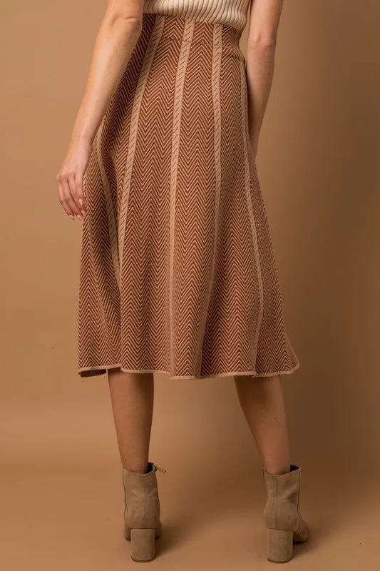 Mika Herringbone Stripe Sweater Skirt