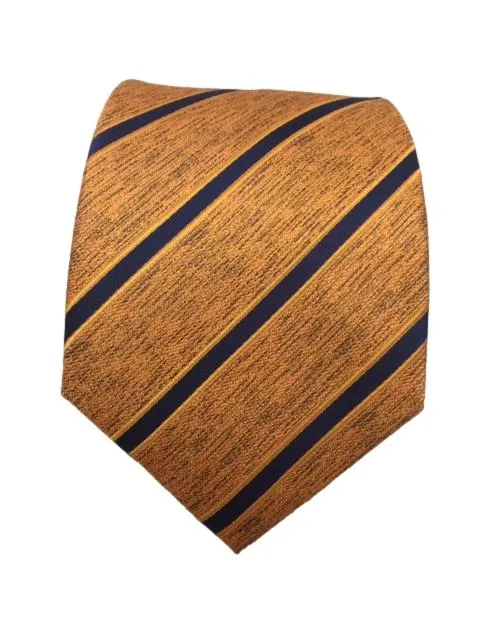 Orange and Navy Blue Striped Men's Tie
