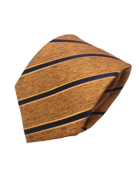 Orange and Navy Blue Striped Men's Tie