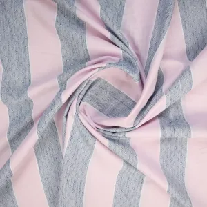 Pink Grey Stripes Yarn Dyed Cotton Fabric