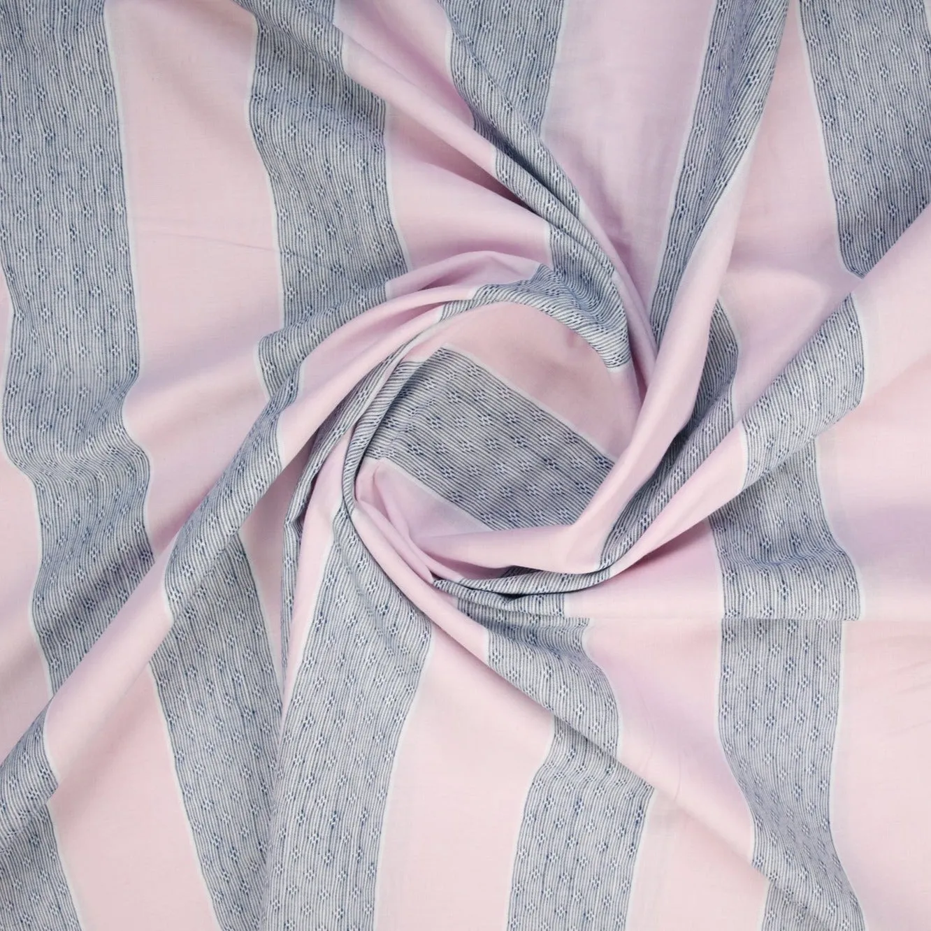 Pink Grey Stripes Yarn Dyed Cotton Fabric