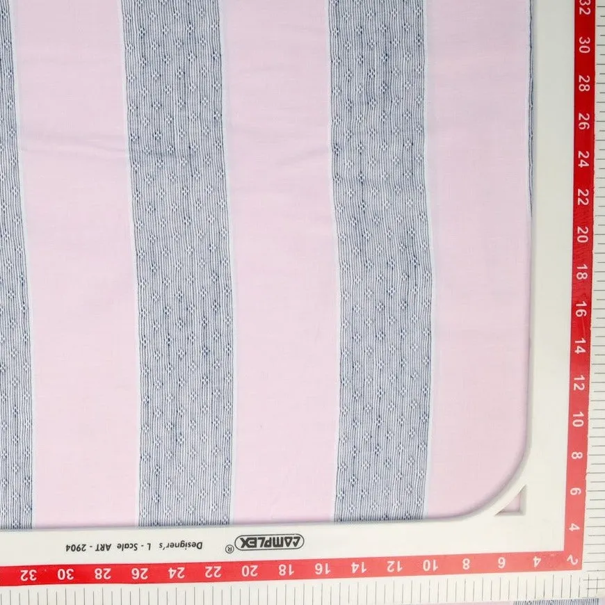 Pink Grey Stripes Yarn Dyed Cotton Fabric