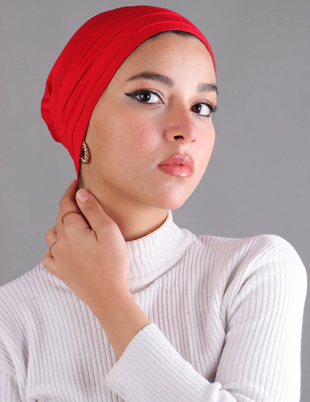 Pleated Underscarf-Red