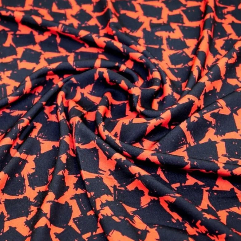 Polyester Madrid Crepe- Orange Geometric