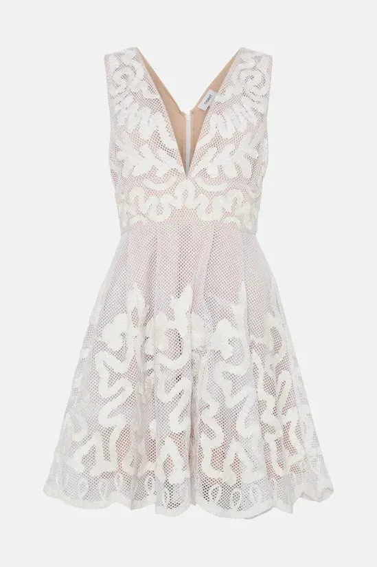Premium Mini Dress With Ribbon Applique
