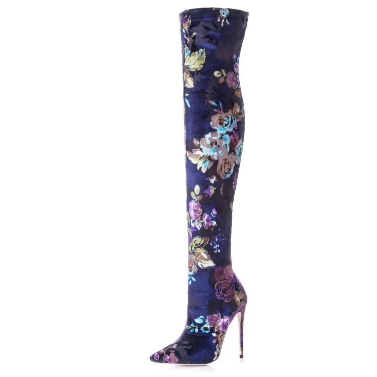 Printed Flower Stiletto Boots/Bootie