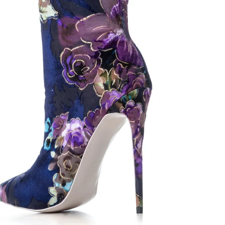 Printed Flower Stiletto Boots/Bootie