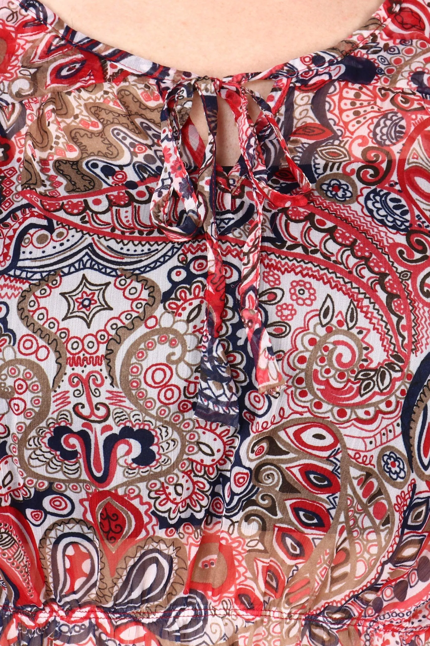 Red & Blue Floral Printed Top